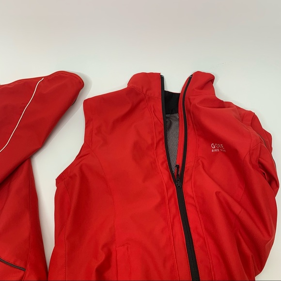 Gore Bike Wear Windstopper Active Shell Red Cyclist Jacket Multi Pocket Sz Small - Picture 7 of 15